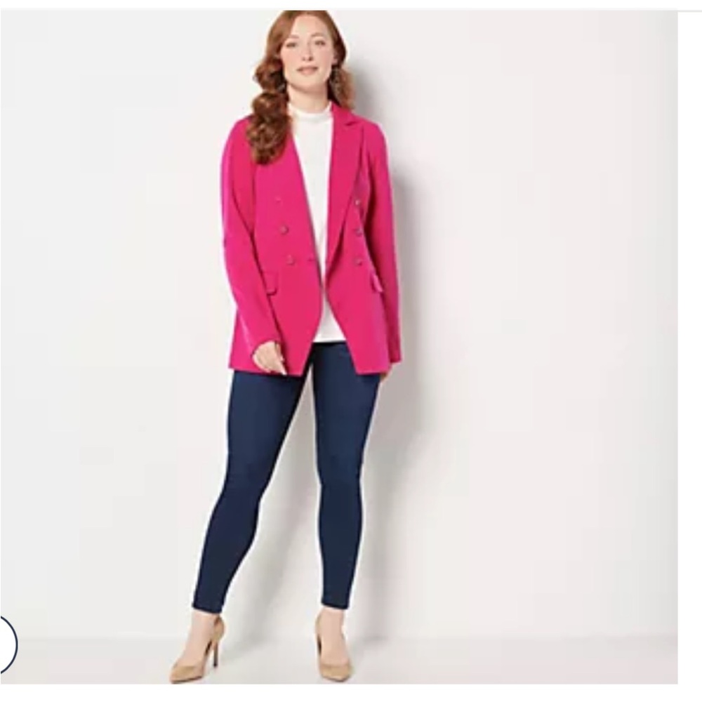 Women's Pink Double-Breasted Blazer